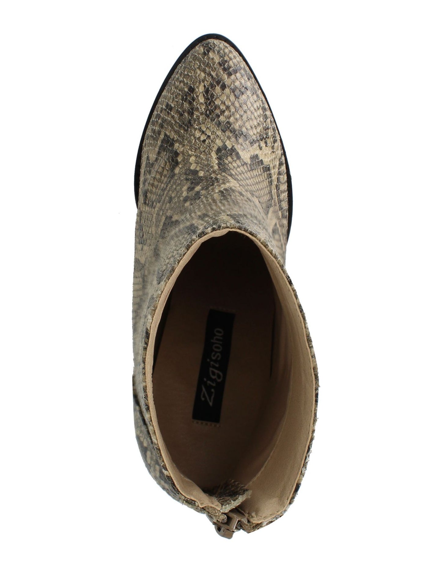 ZIGI SOHO Womens Gray Snake Skin Harlan Almond Toe Block Heel Zip-Up Boots Shoes 8