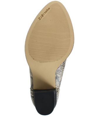 ZIGI SOHO Womens Gray Animal Print Almond Toe Stacked Heel Zip-Up Dress Boots 9