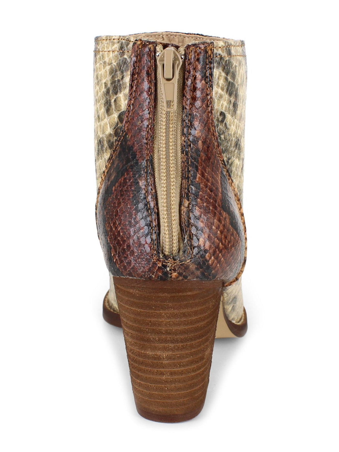 ZIGI SOHO Womens Brown Snake Skin Harlan Almond Toe Block Heel Zip-Up Boots Shoes 7.5