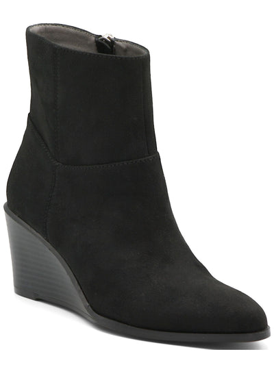 ADRIENNE VITTADINI Womens Black Cushioned Almond Toe Wedge Zip-Up Booties 6.5