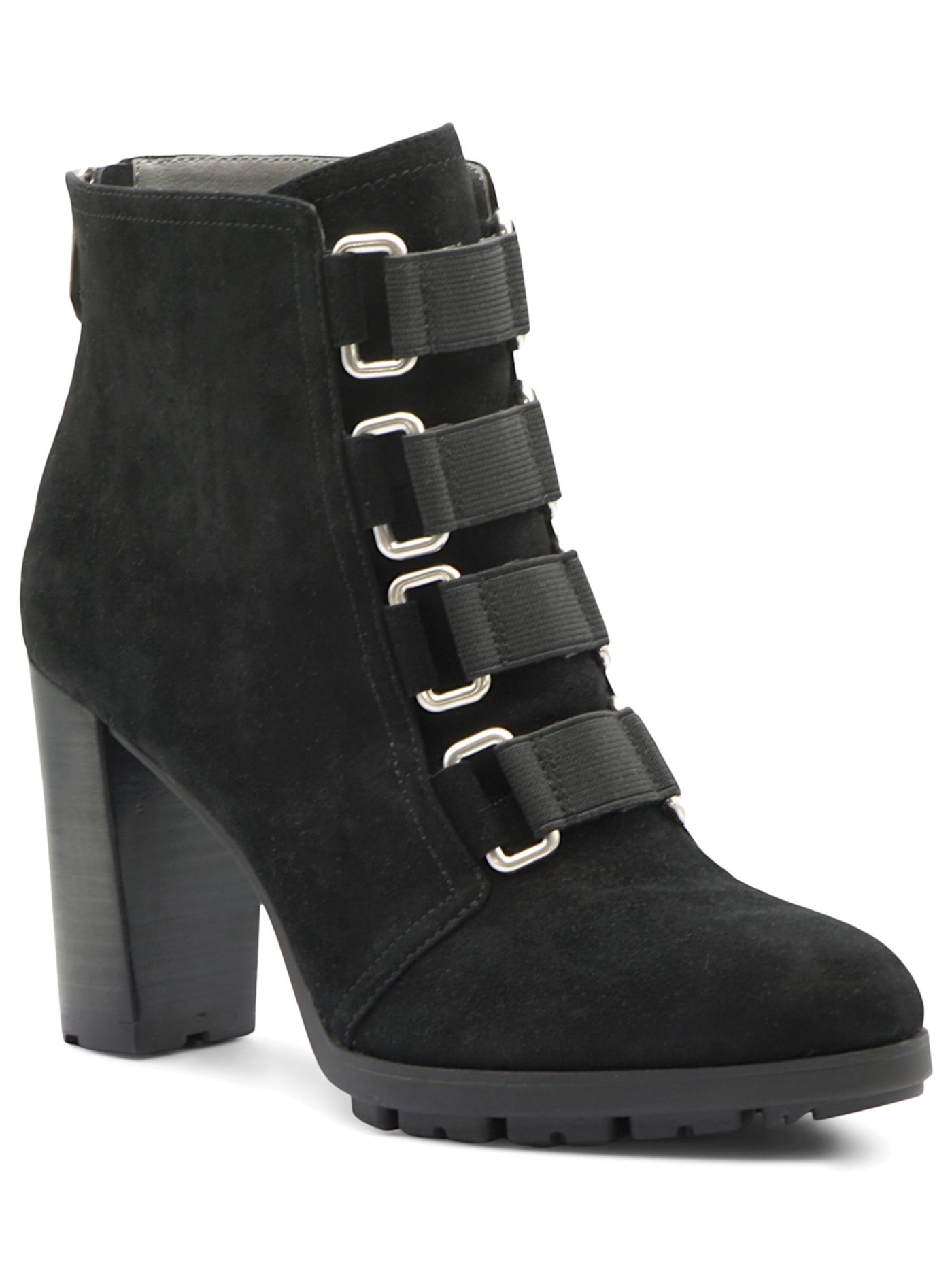 ADRIENNE VITTADINI Womens Black Almond Toe Block Heel Zip-Up Leather Heeled Boots 10 M