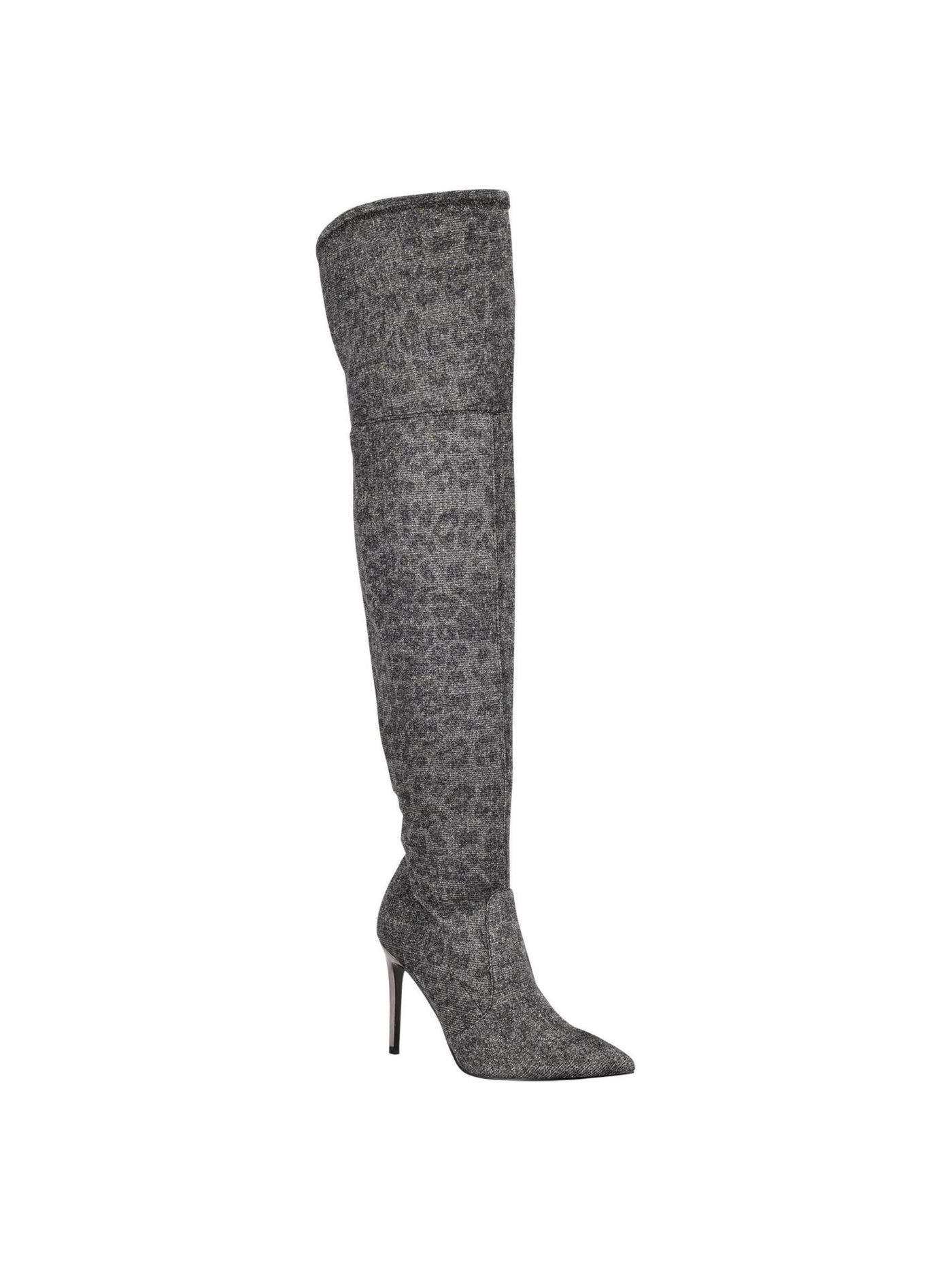 GUESS Womens Gray Stone Accent Bonis Pointy Toe Stiletto Zip-Up Dress Boots Shoes 6.5