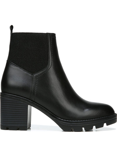 NATURALIZER Womens Black Goring Treaded 1" Platform Water Resistant Cushioned Verney Almond Toe Block Heel Zip-Up Booties 12 W
