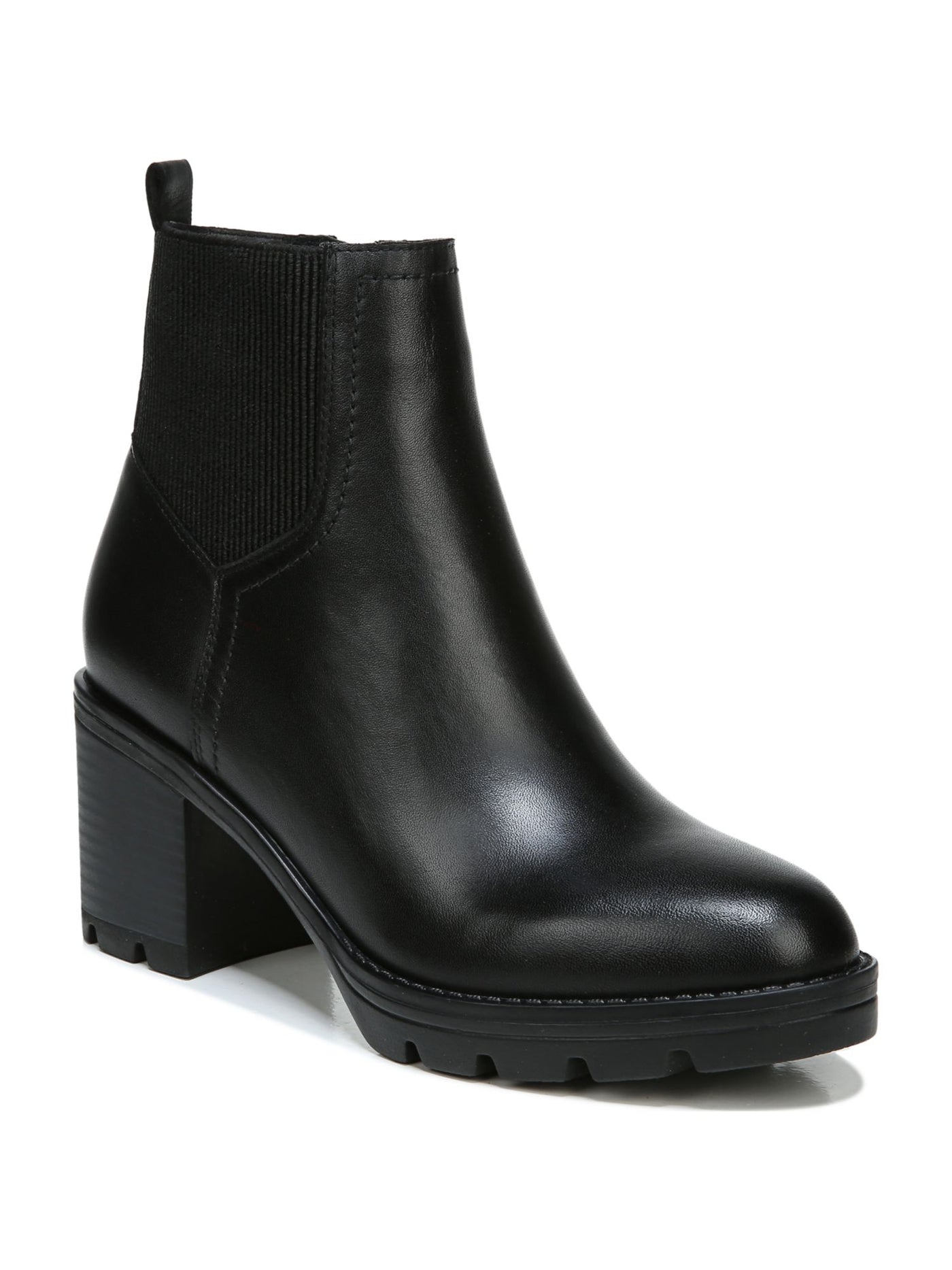 NATURALIZER Womens Black Goring Treaded 1" Platform Water Resistant Cushioned Verney Almond Toe Block Heel Zip-Up Booties 12 W