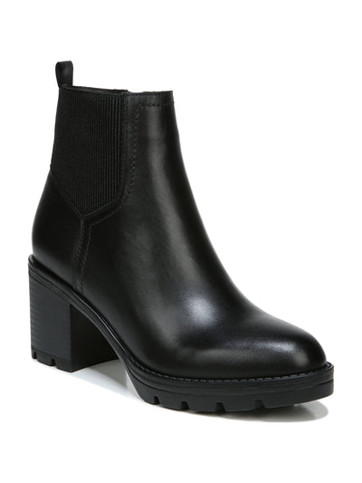 NATURALIZER Womens Black Goring Treaded 1" Platform Water Resistant Cushioned Verney Almond Toe Block Heel Zip-Up Booties 12 W