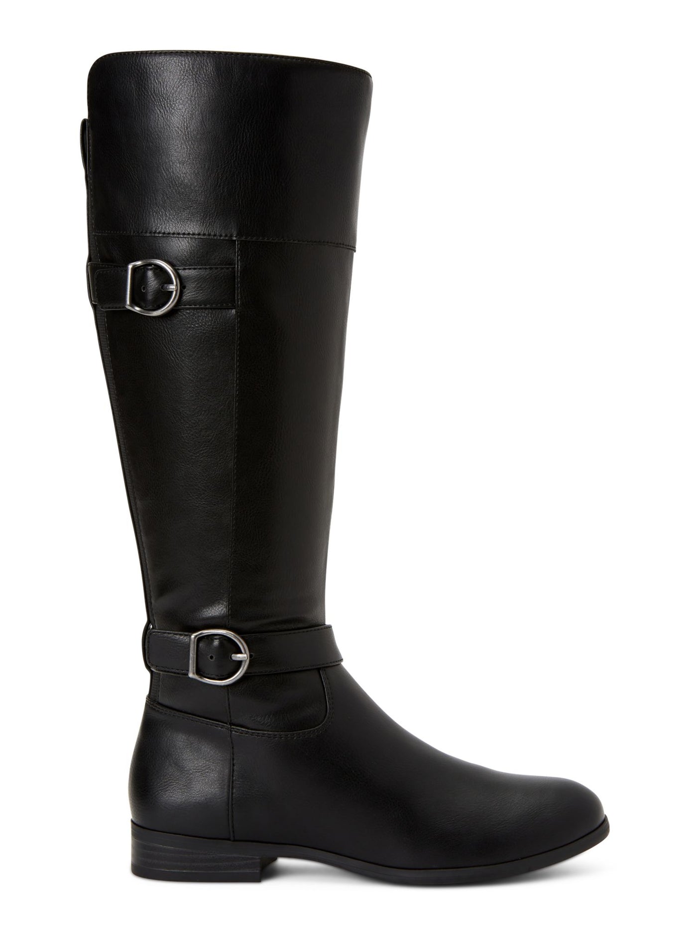 STYLE & COMPANY Womens Black Buckle Accent Almond Toe Stacked Heel Zip-Up Boots Shoes 6