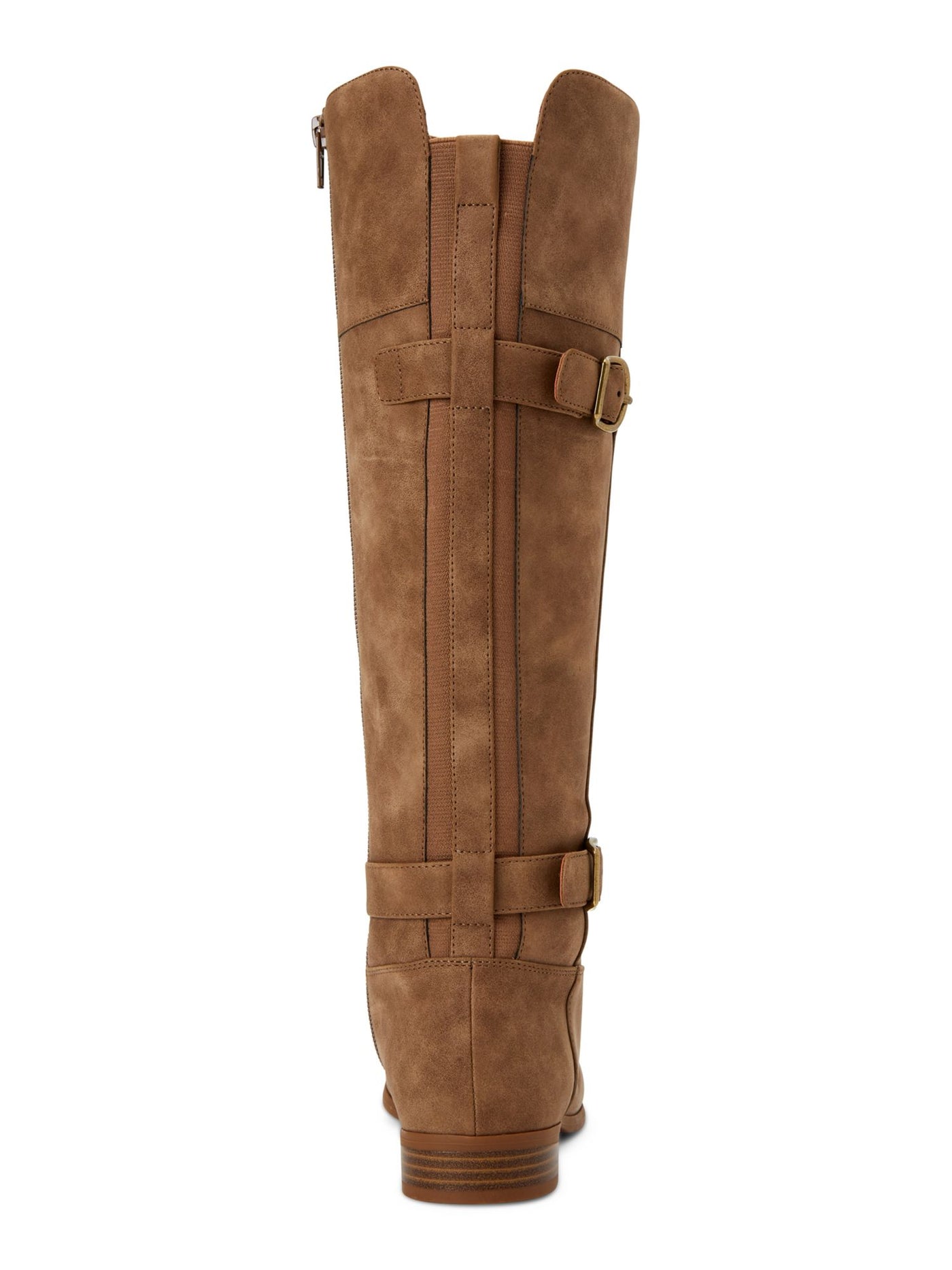 STYLE & COMPANY Womens Beige Buckle Accent Kezlin Round Toe Block Heel Zip-Up Riding Boot 5.5 M