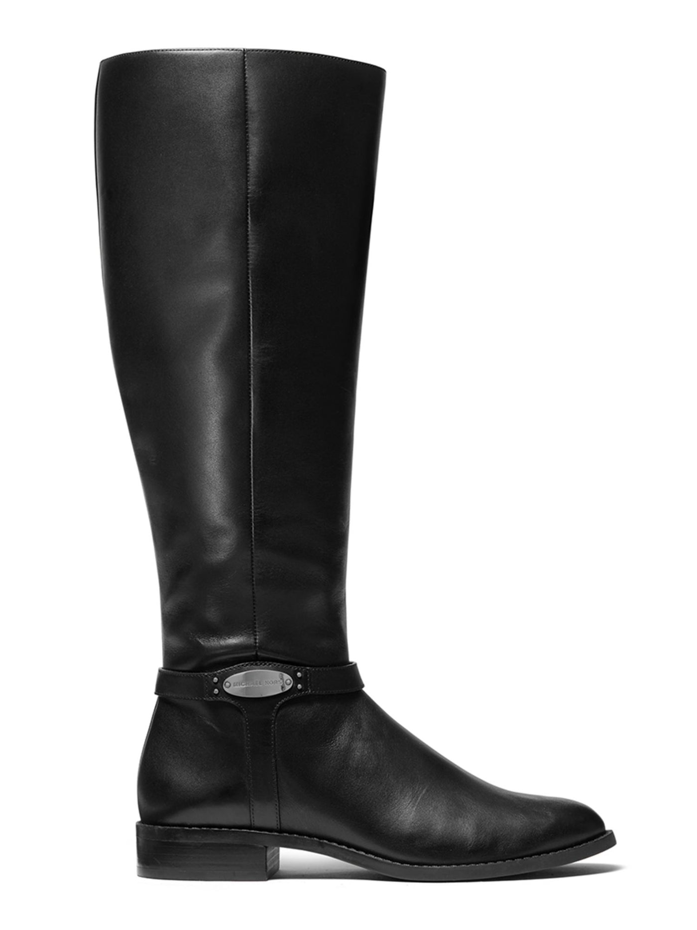 MICHAEL KORS Womens Black Hardware Detail Stretch Finley Round Toe Block Heel Zip-Up Leather Riding Boot 5 M