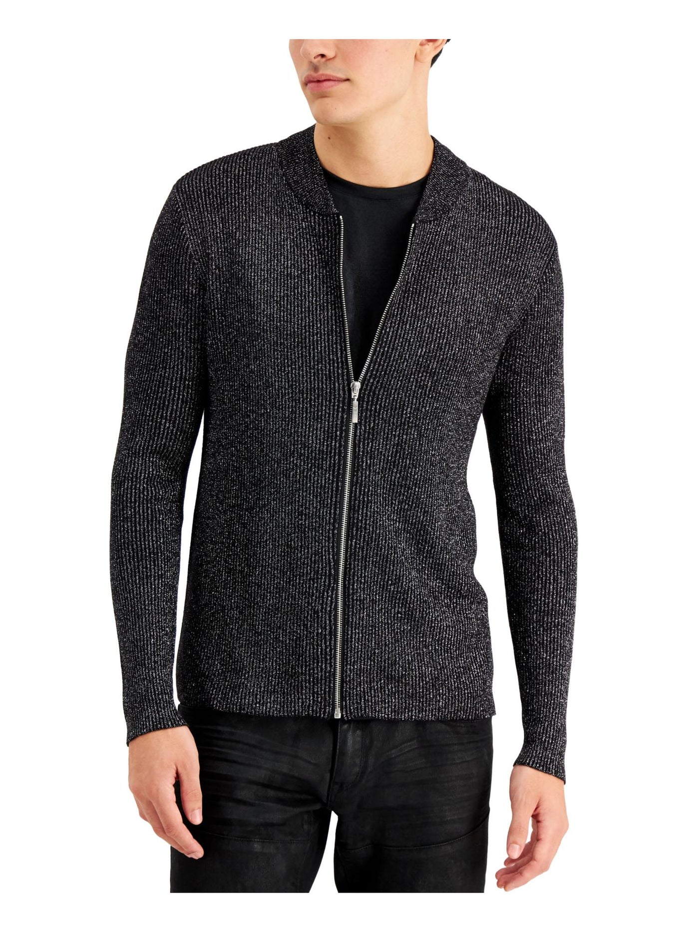 INC Mens Black Full Zip Cardigan Sweater XL