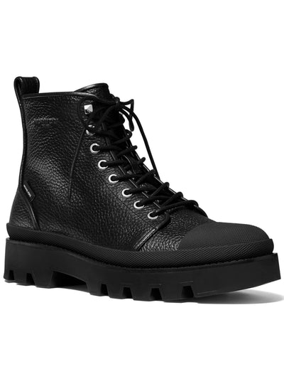 MICHAEL KORS Mens Black Water Resistant Colin Cap Toe Zip-Up Leather Combat Boots 10.5 M