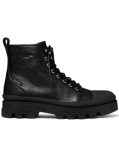 MICHAEL KORS Mens Black Water Resistant Colin Cap Toe Zip-Up Leather Combat Boots 10.5 M