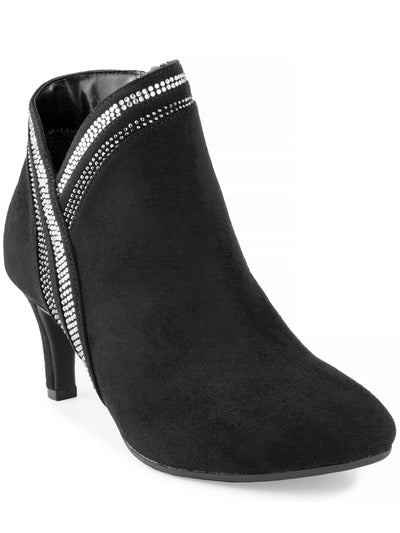KAREN SCOTT Womens Black Embellished Rhinestone Trim Almond Toe Stiletto Zip-Up Dress Booties 9.5 M
