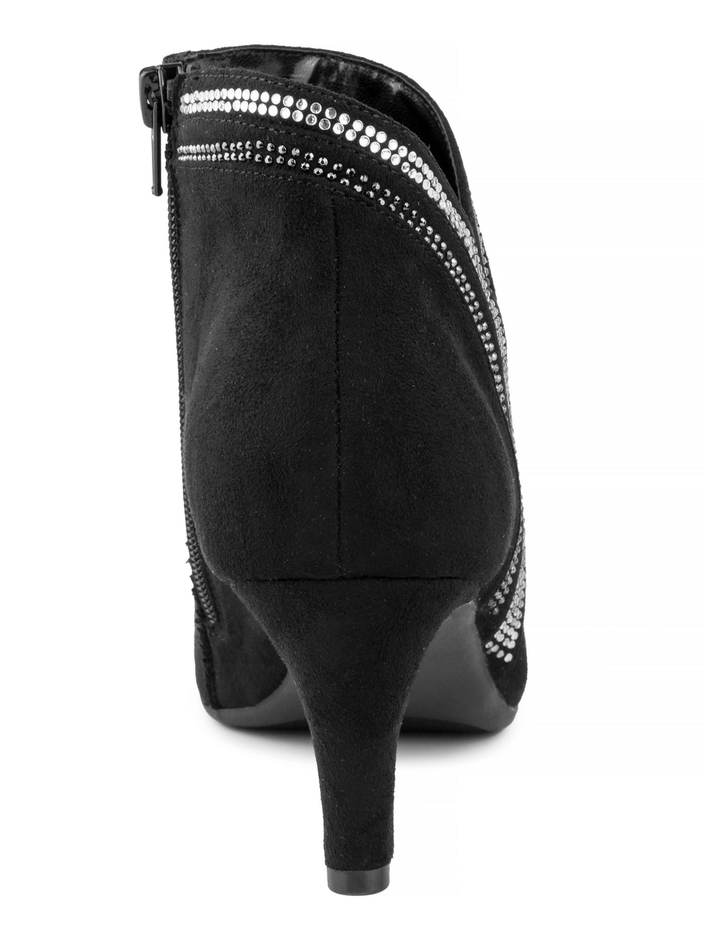 KAREN SCOTT Womens Black Embellished Rhinestone Trim Almond Toe Stiletto Zip-Up Dress Booties 9.5 M