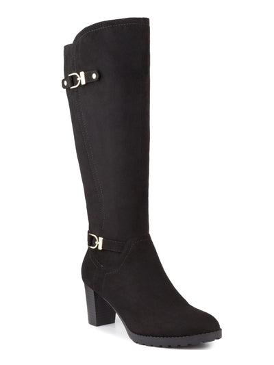 KAREN SCOTT Womens Black Cushioned Almond Toe Block Heel Zip-Up Heeled Boots 5.5