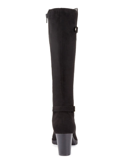 KAREN SCOTT Womens Black Harness Detailing Padded Laylah Almond Toe Block Heel Zip-Up Heeled Boots 10 M