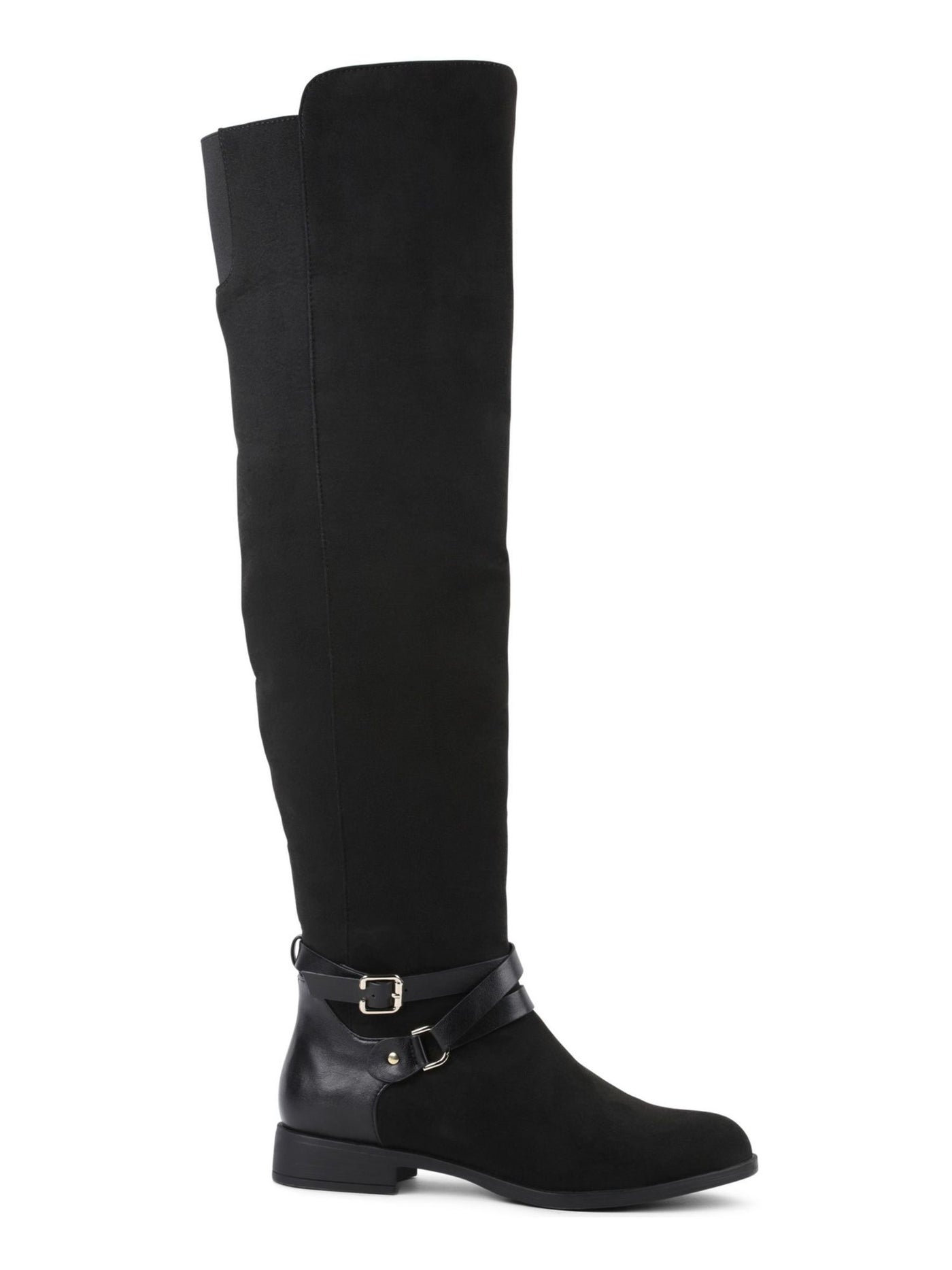 XOXO Womens Black A Line Gore Buckle Accent Cushioned Thames Almond Toe Block Heel Zip-Up Boots Shoes 7 M