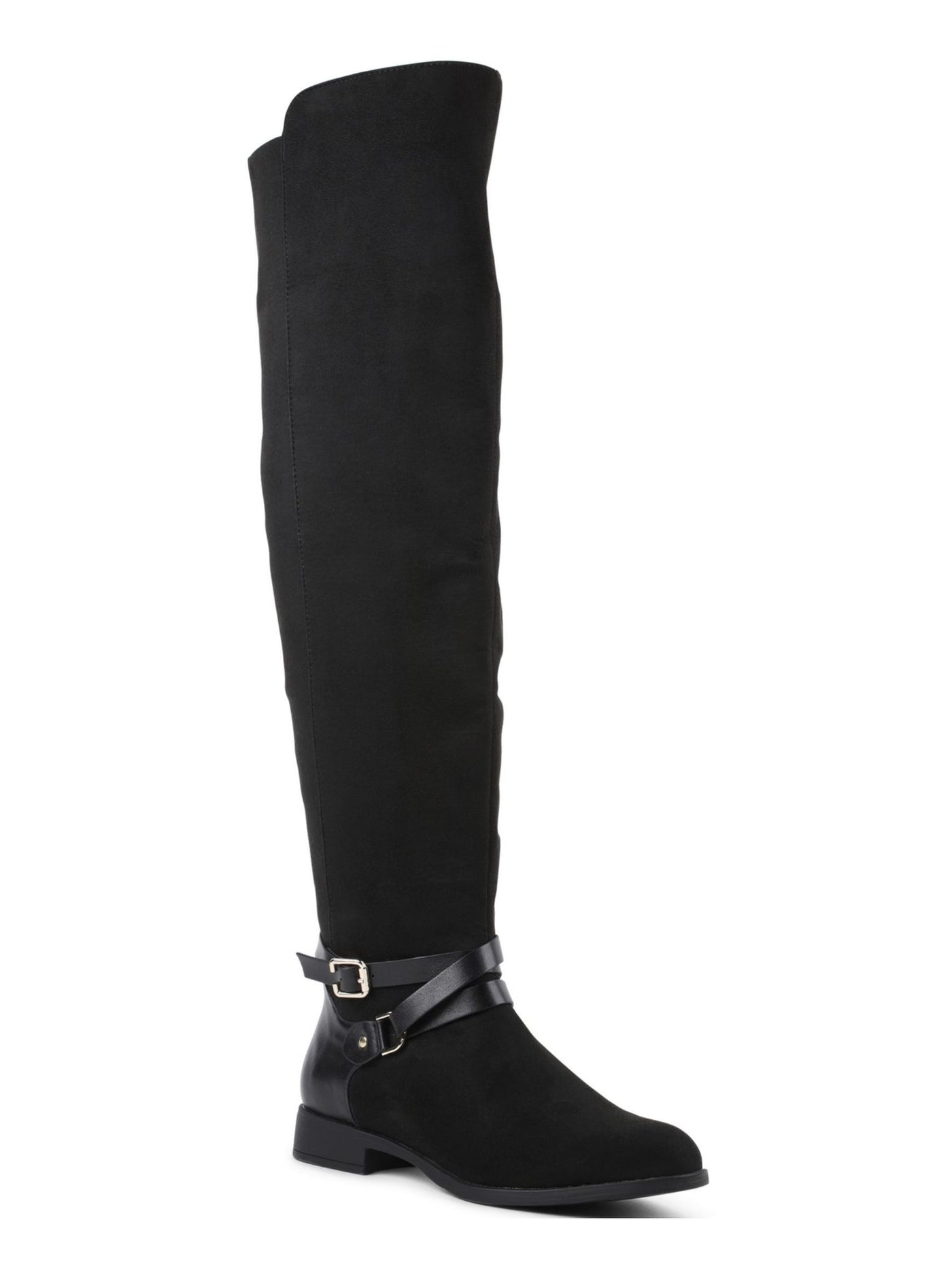 XOXO Womens Black A Line Gore Buckle Accent Cushioned Thames Almond Toe Block Heel Zip-Up Boots Shoes 7 M