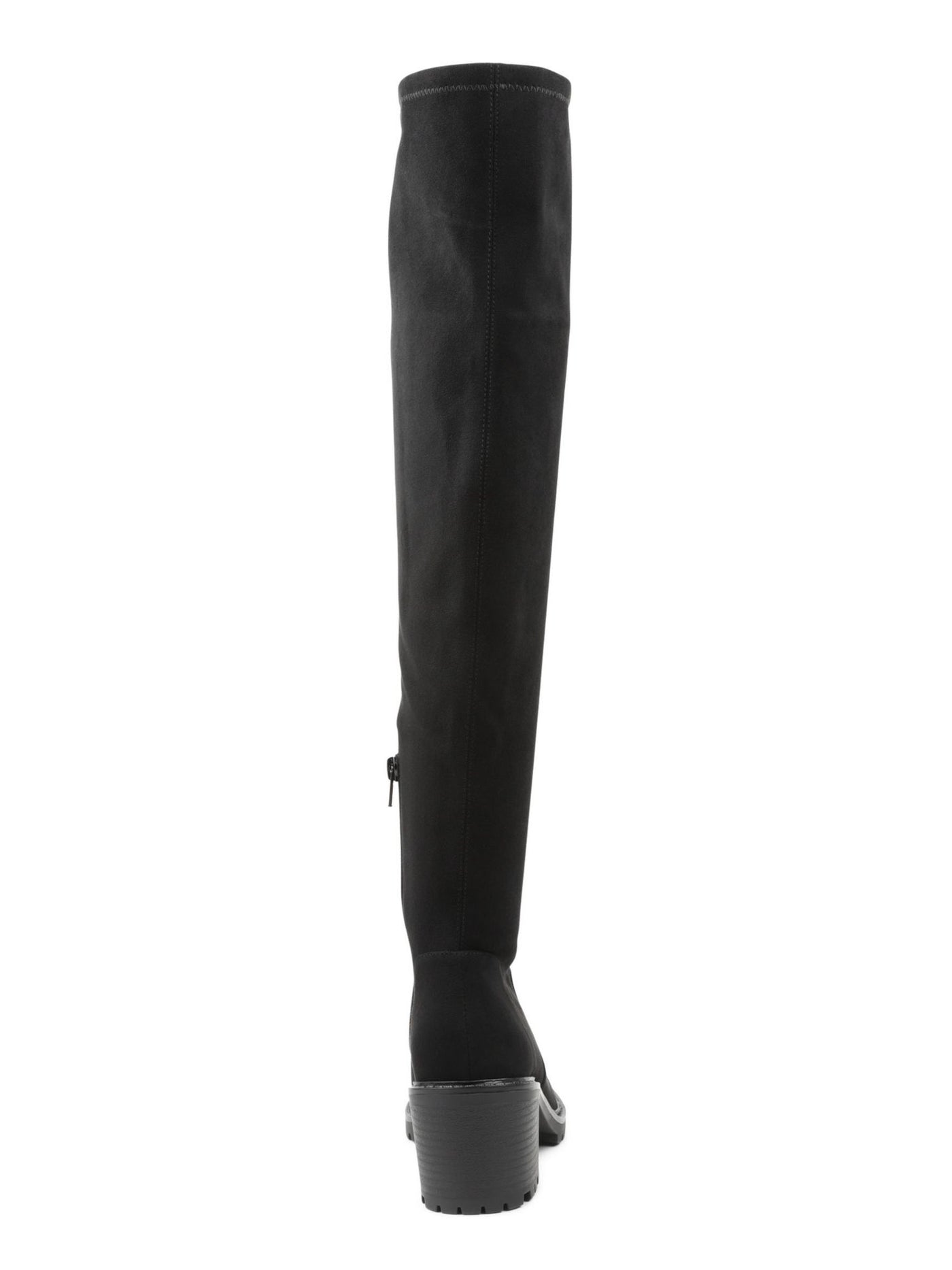 XOXO Womens Black Stretch Lug Sole Rainelle Round Toe Block Heel Zip-Up Heeled Boots 6.5 M