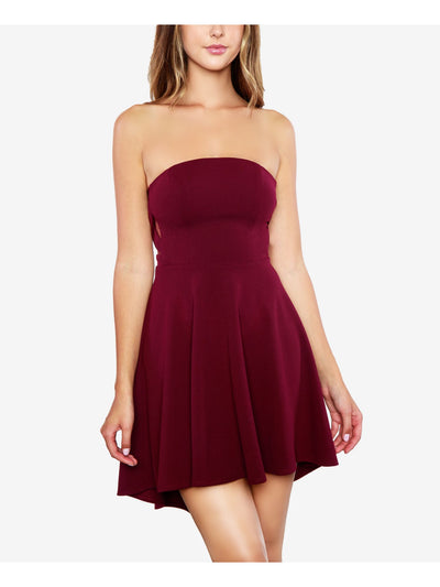 B DARLIN Womens Burgundy Strapless Short Cocktail Fit + Flare Dress 13\14