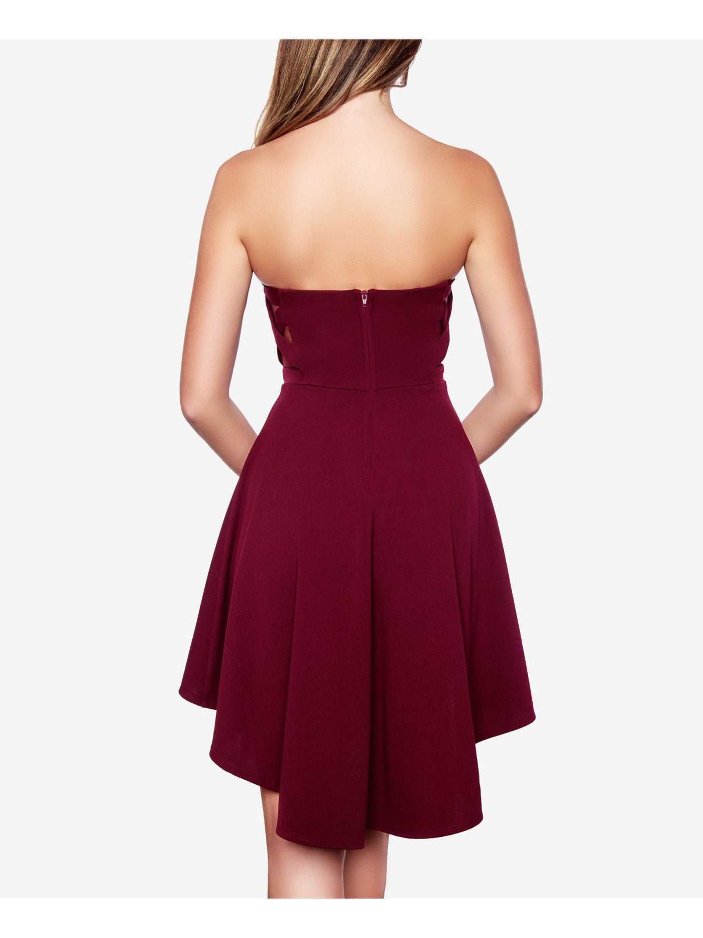 B DARLIN Womens Burgundy Strapless Short Cocktail Fit + Flare Dress 13\14