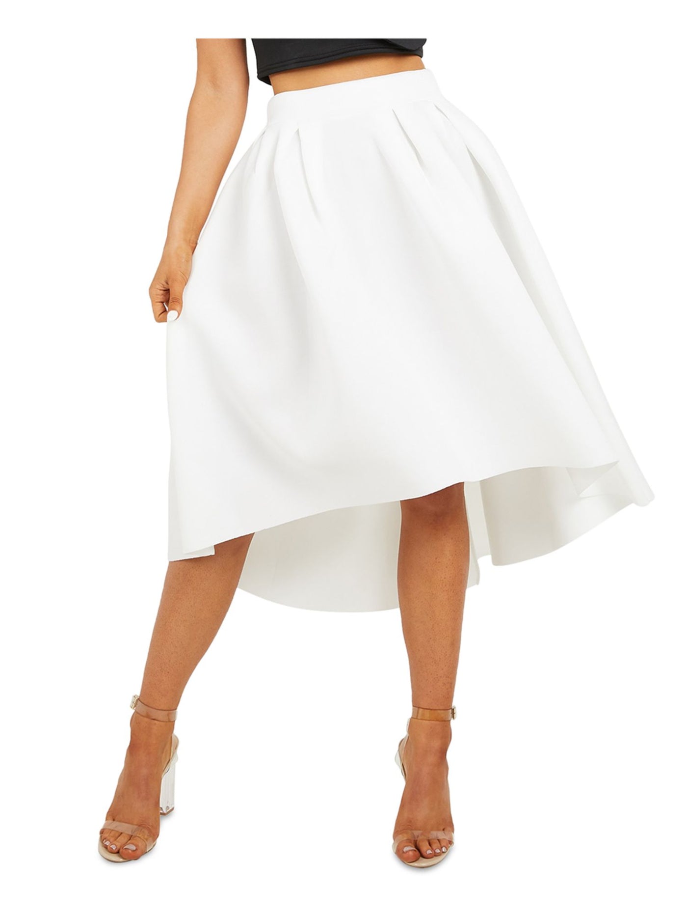 QUIZ Womens White Knee Length Evening Hi-Lo Skirt 4