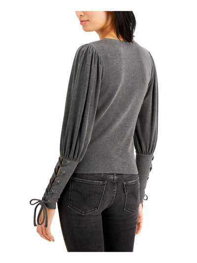 BAR III Womens Long Sleeve Jewel Neck Sweater