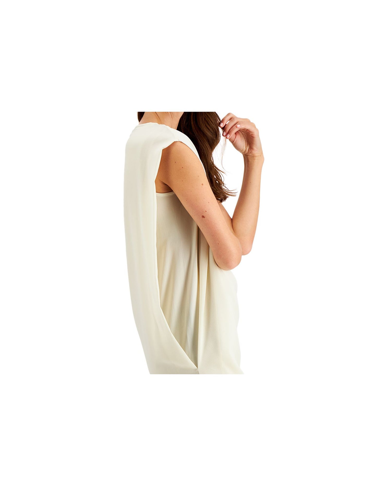 ALFANI Womens Ivory Sleeveless Jewel Neck Top Size: M