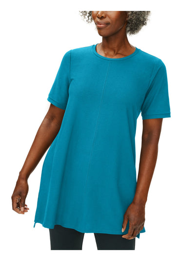EILEEN FISHER Womens Teal Short Sleeve Crew Neck Tunic Top Petites PP