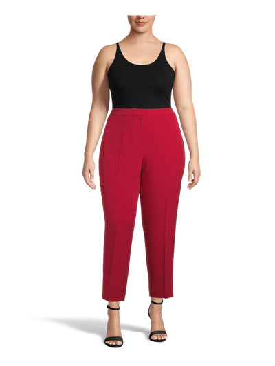 KASPER Womens Red Zippered Pocketed Slim-leg Evening Pants Plus 22W