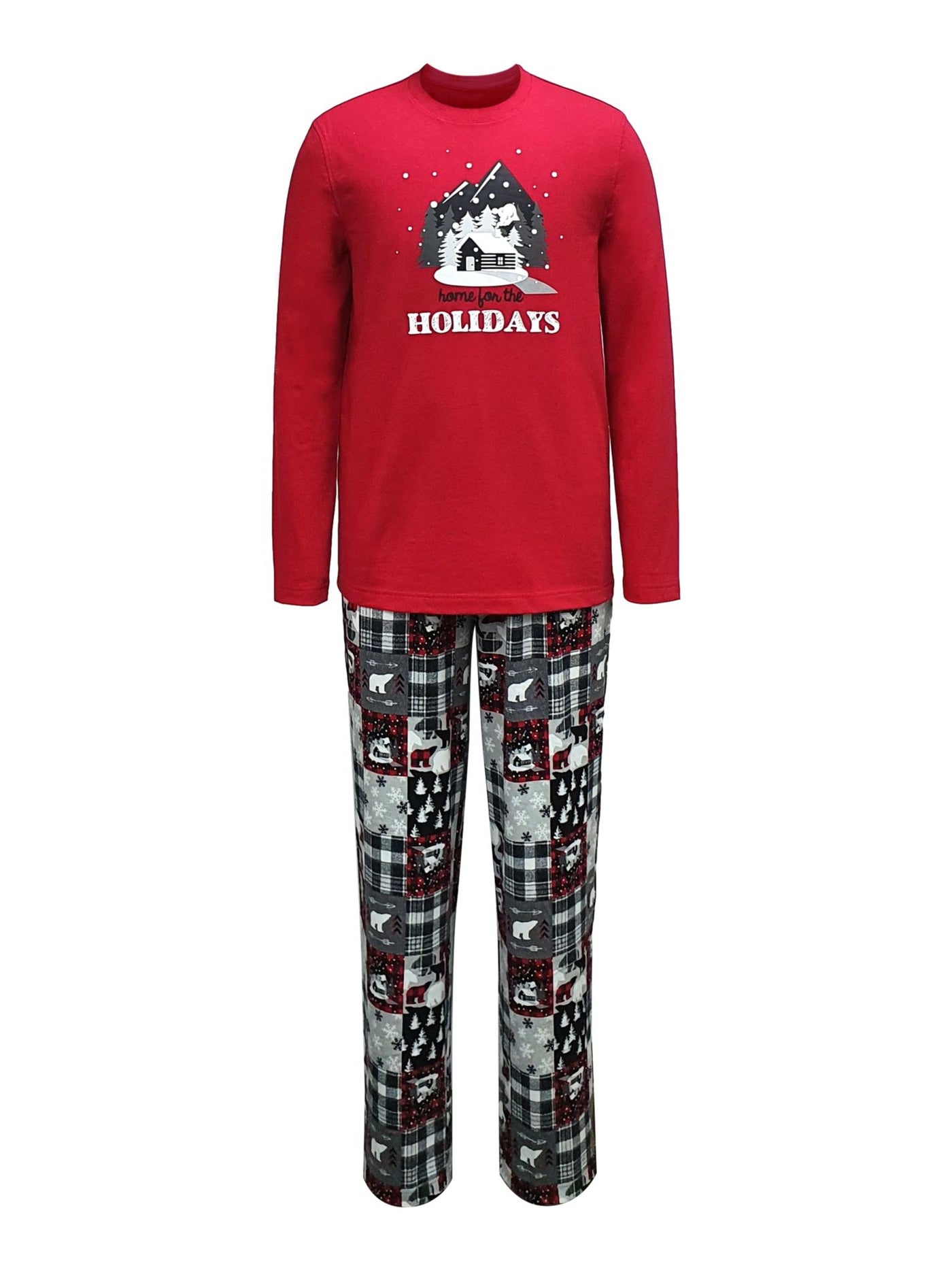 FAMILY PJs Mens Red Graphic Drawstring T-Shirt Top Straight leg Pants Pajamas XXL