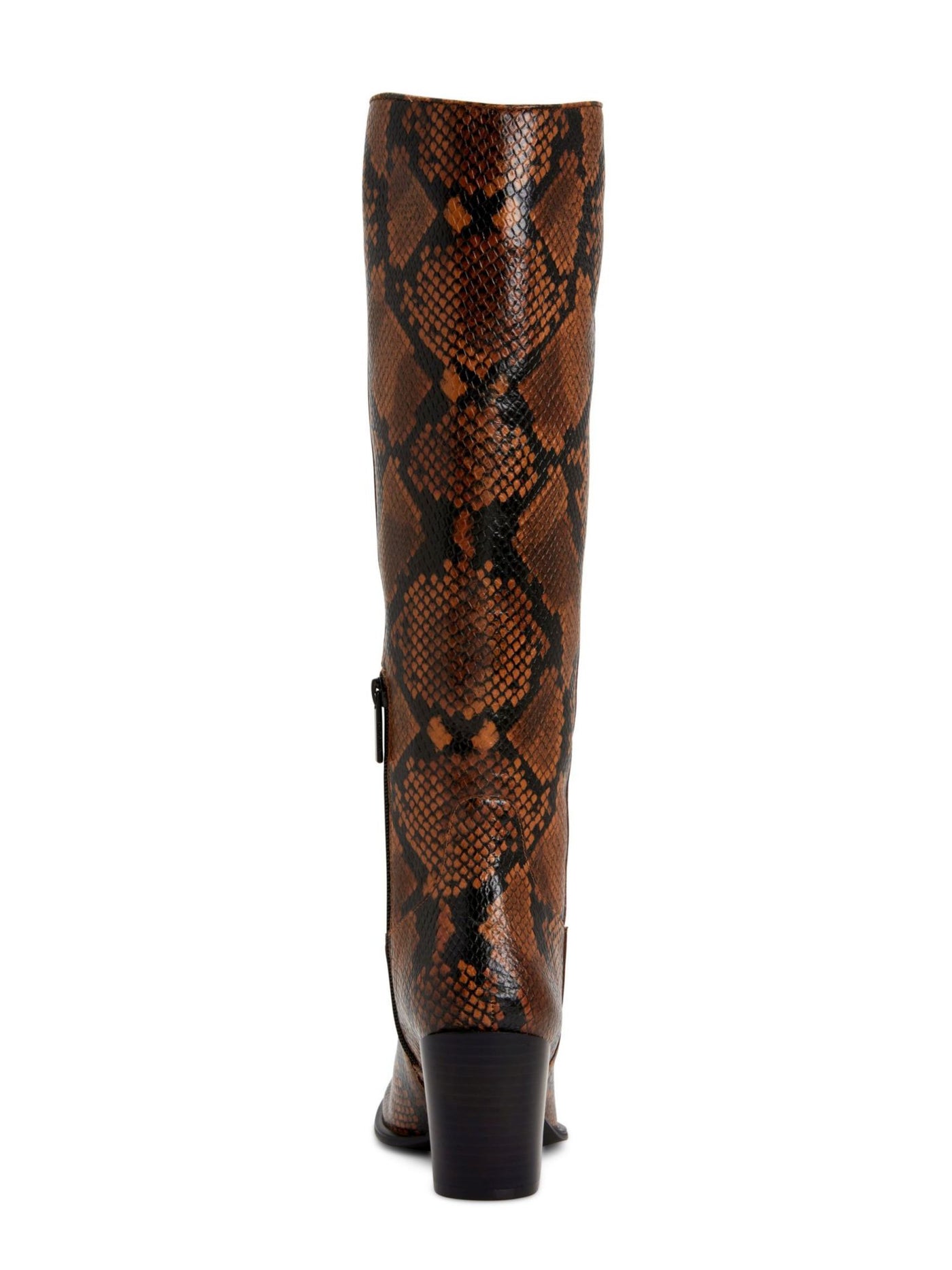 CALVIN KLEIN Womens Brown Animal Print Almond Toe Stacked Heel Zip-Up Leather Heeled Boots 6.5
