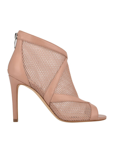 NINE WEST Womens Pink Mesh Type Material Perforated Ira Peep Toe Stiletto Zip-Up Dress Booties 10 M