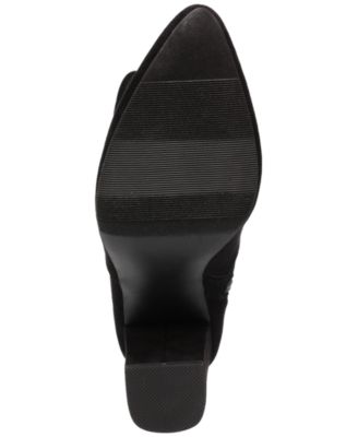 WILD PAIR Womens Black Stretch Comfort Arch Support Slip Resistant Bravy Pointed Toe Block Heel Zip-Up Dress Heeled Boots M