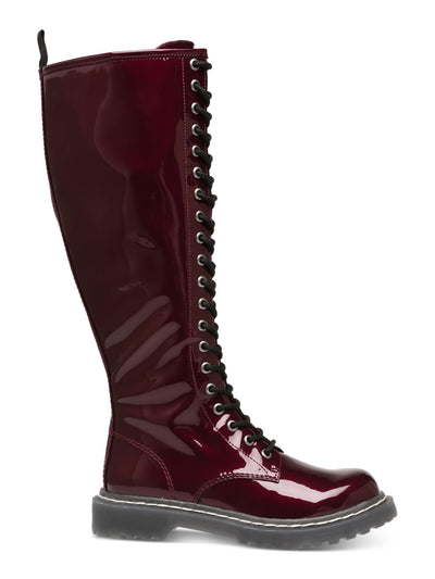 WILD PAIR Womens Burgundy Lug Sole Comfort Rylee Round Toe Block Heel Zip-Up Combat Boots 9.5 M