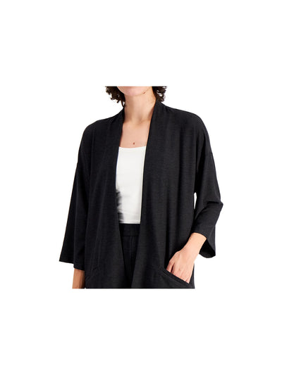 EILEEN FISHER Womens Pocketed Open Front Bell Sleeve Jacket