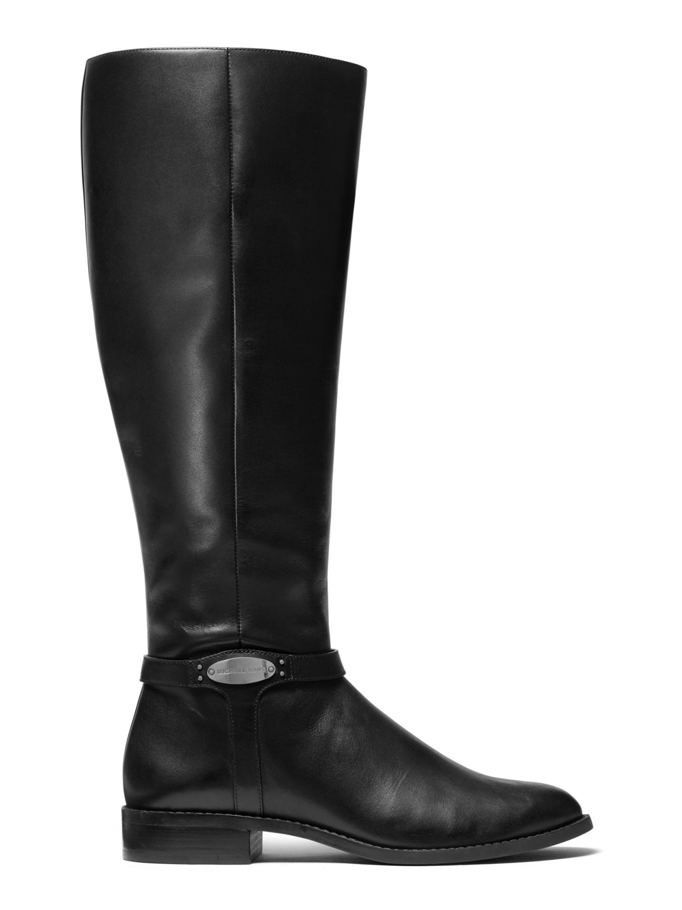 MICHAEL KORS Womens Black Buckle Accent Stacked Heel Zip-Up Leather Boots 6 M