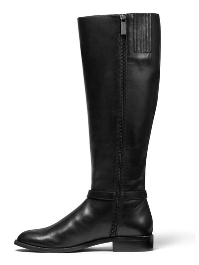 MICHAEL KORS Womens Black Buckle Accent Stacked Heel Zip-Up Leather Boots 6 M