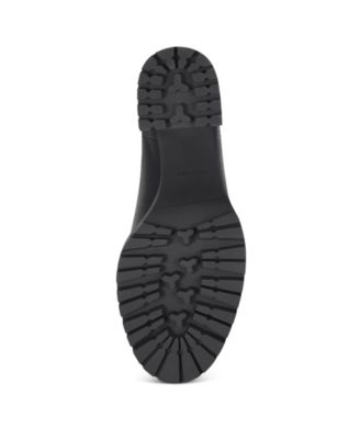 AEROSOLES Womens Black Goring Comfort 1" Platform Lug Sole Breathable Emelia Round Toe Block Heel Slip On Leather Dress Booties M