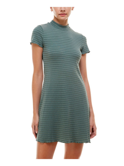 DEREK HEART Womens Green Turtle Neck Above The Knee Shift Dress L