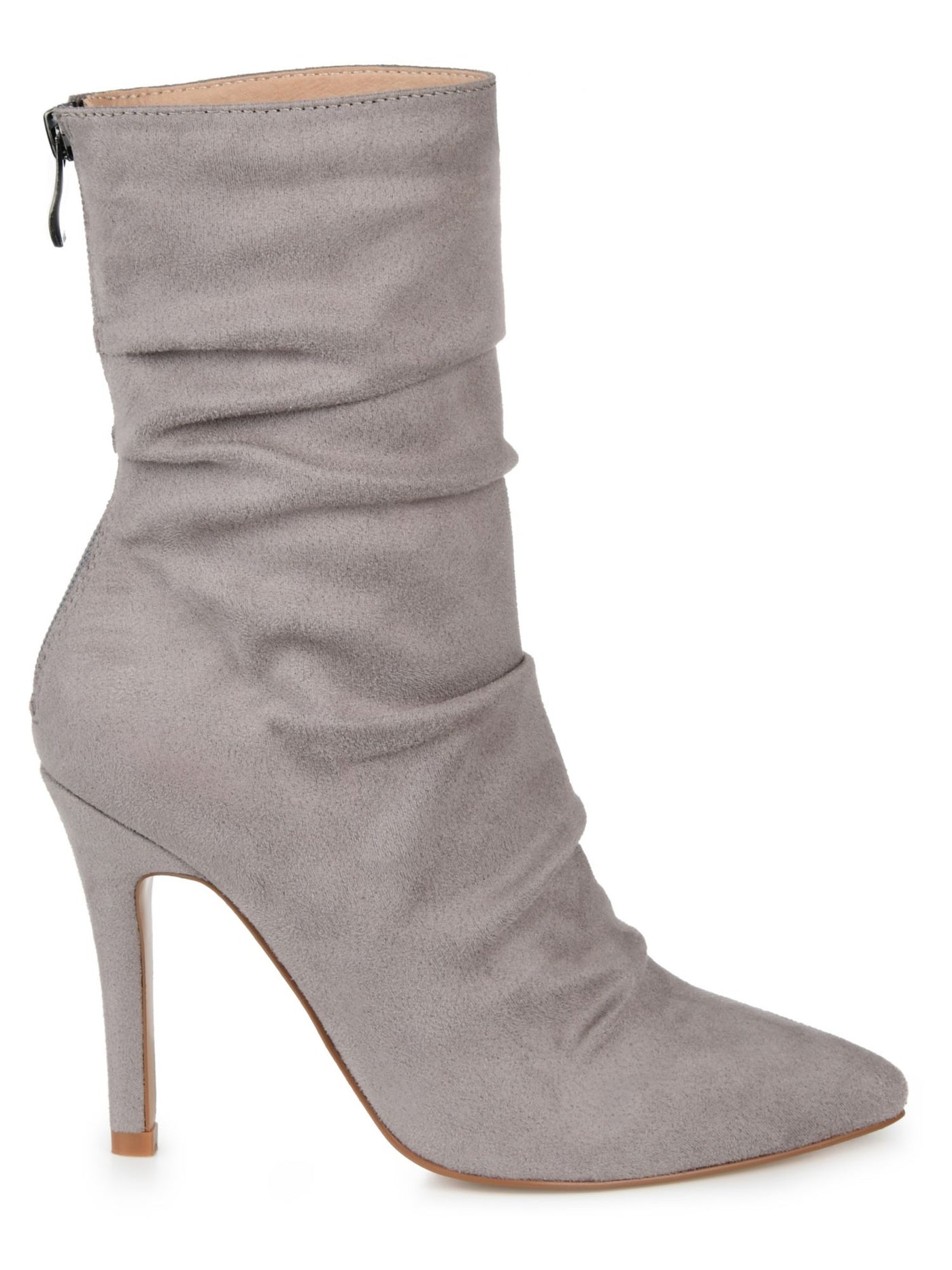 JOURNEE COLLECTION Womens Grey Gray Slouchy Cushioned Markie Pointed Toe Stiletto Zip-Up Dress Booties 7.5