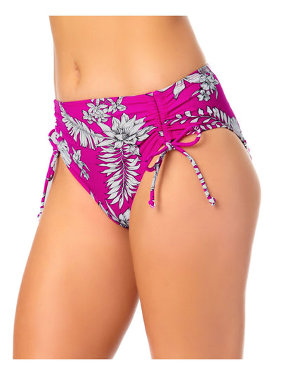 California Waves Women's Multi Color Floral Stretch Tie Details Lined Moderate Coverage Side Tie Swimsuit Bottom XL