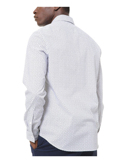 MICHAEL KORS Mens Tossed White Slim Fit Button Down Performance Stretch Casual Shirt XXL
