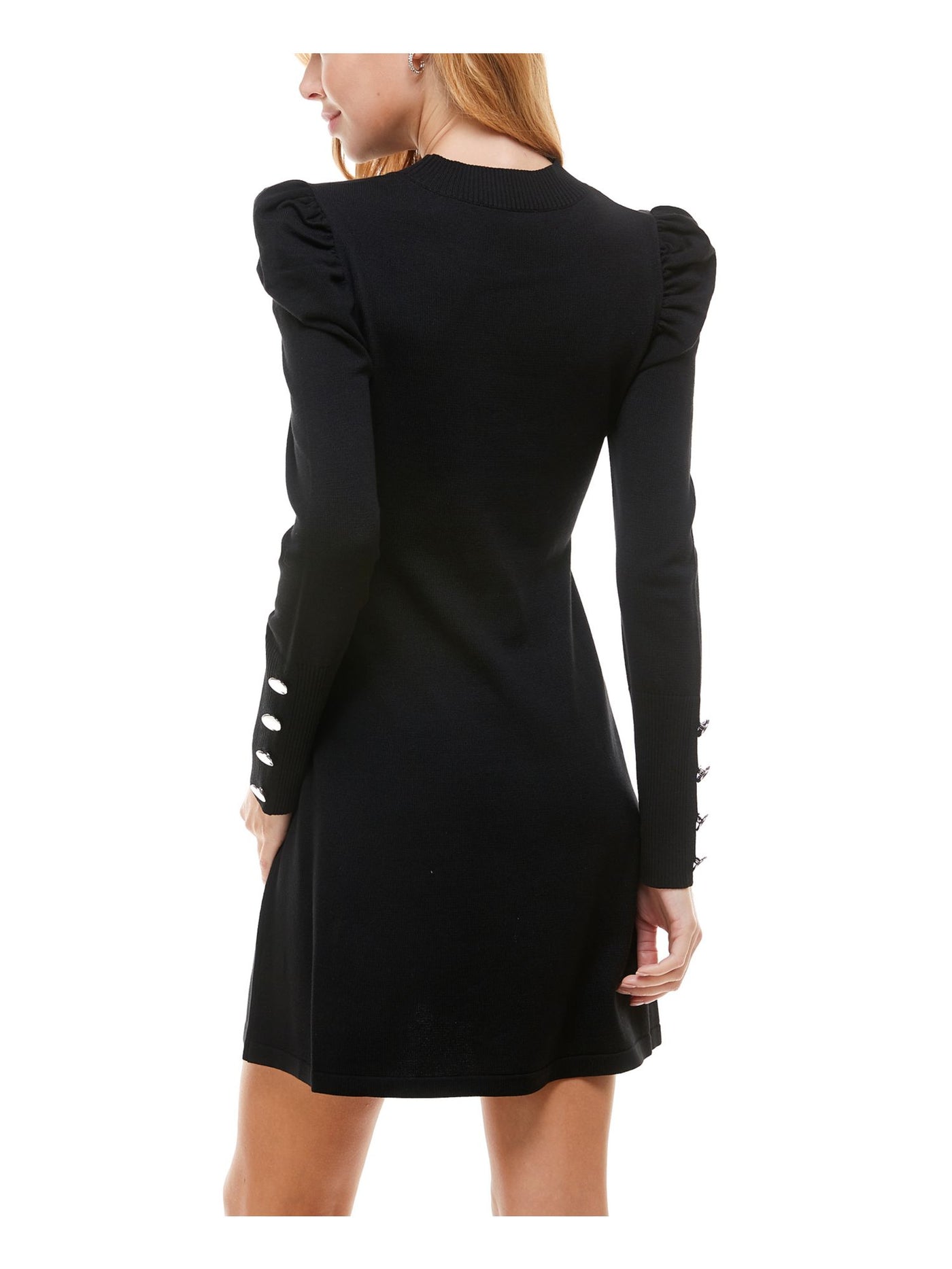 CRYSTAL DOLLS Womens Pouf Sleeve Mock Neck Above The Knee A-Line Dress