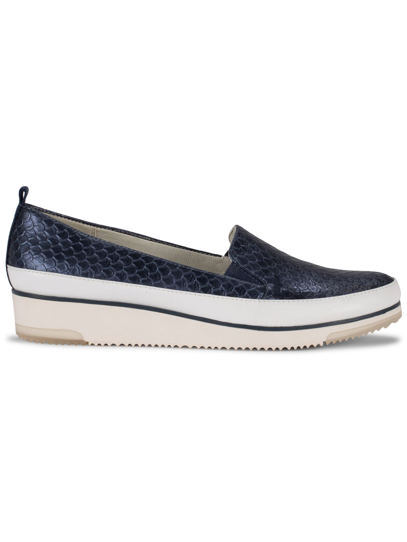 BARETRAPS Womens Navy Reptile Goring Padded Hope Almond Toe Wedge Slip On Sneakers Shoes 9 M