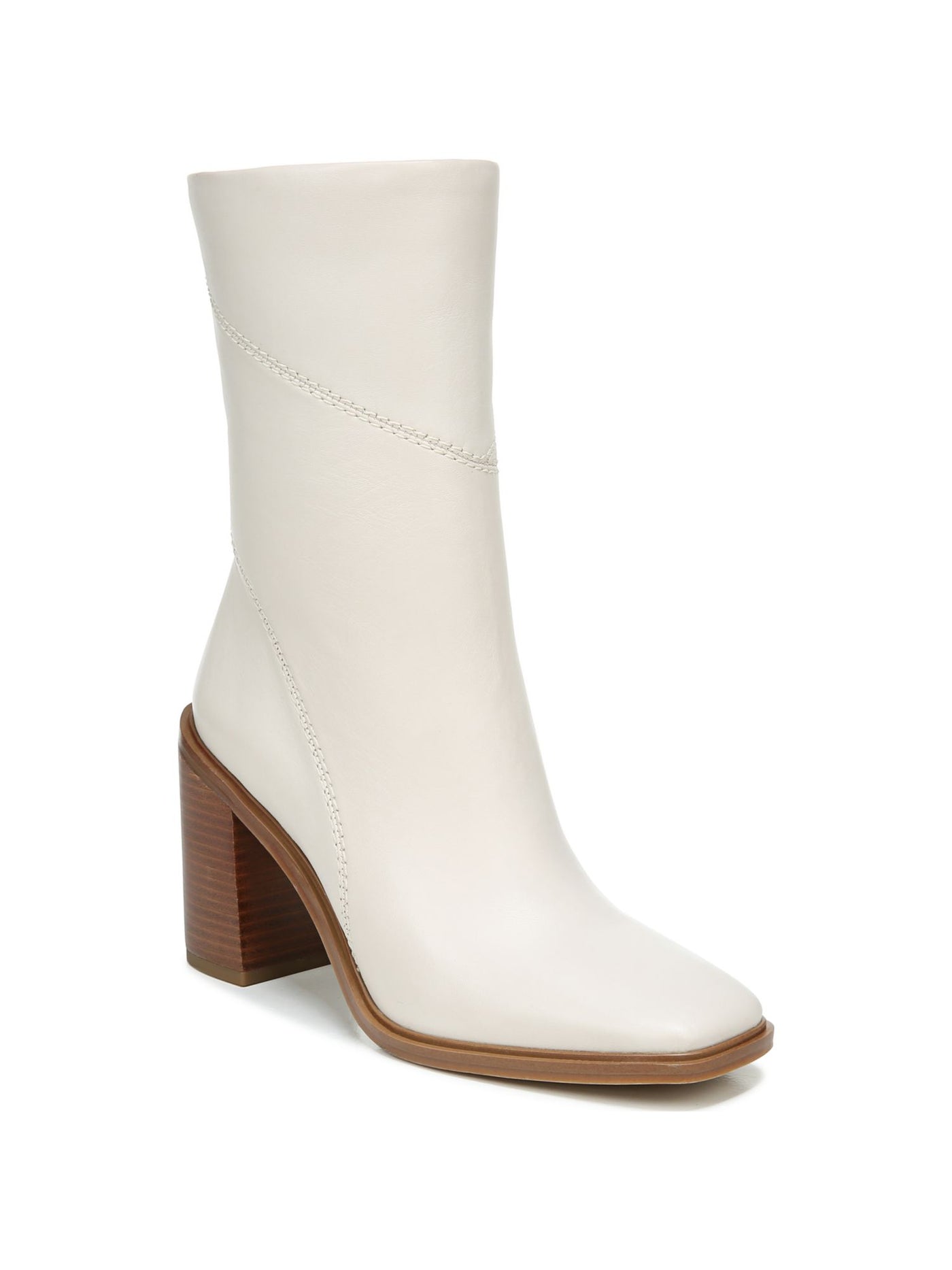 FRANCO SARTO Womens Ivory Cushioned Stevie Square Toe Block Heel Zip-Up Leather Dress Boots 10 M
