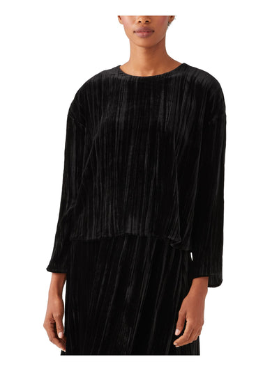 EILEEN FISHER Womens Black Long Sleeve Crew Neck Top Size: XS\TP