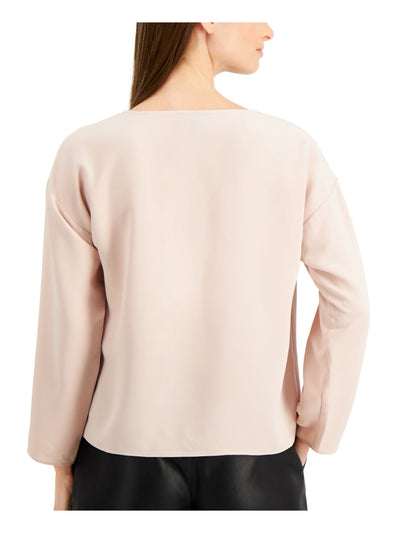 ALFANI Womens Pink Long Sleeve Scoop Neck Top L