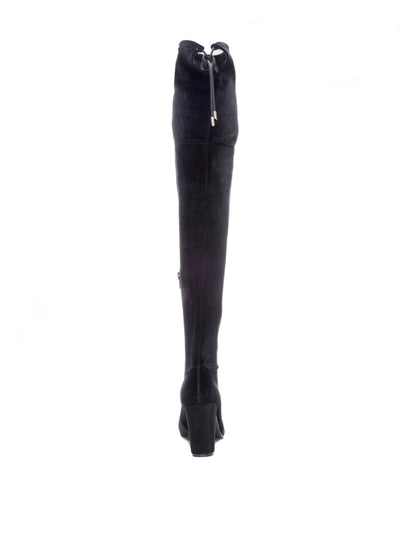CHINESE LAUNDRY Womens Black Tie Velvet Fabric Comfort Bree Round Toe Block Heel Zip-Up Dress Boots 6