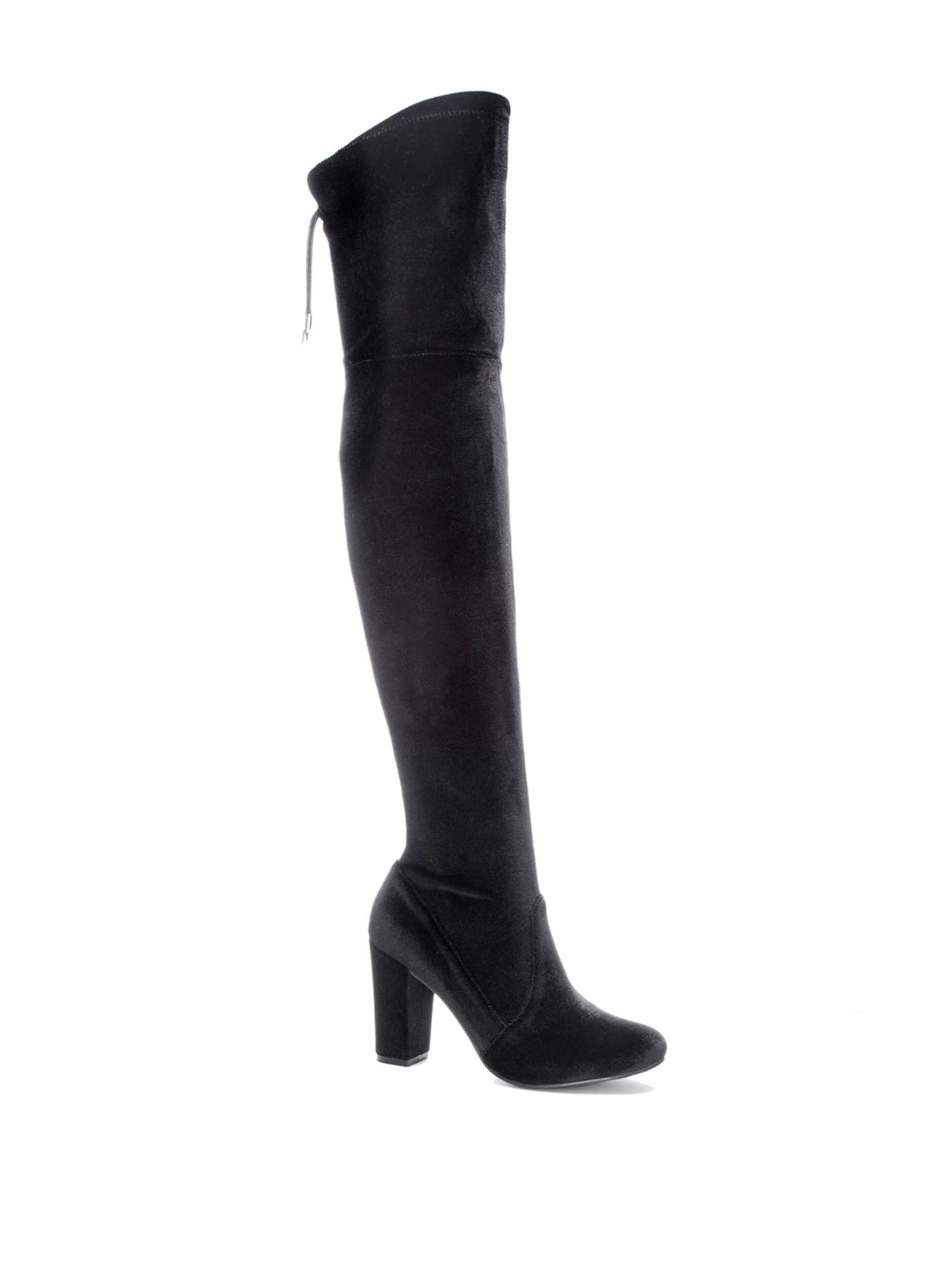 CHINESE LAUNDRY Womens Black Tie Velvet Fabric Comfort Bree Round Toe Block Heel Zip-Up Dress Boots 6