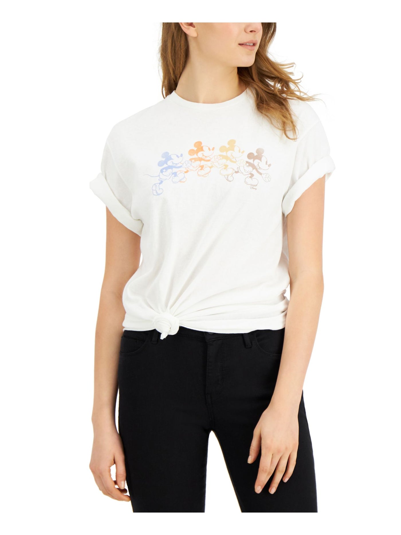JUNK FOOD Womens White Printed Short Sleeve Crew Neck T-Shirt Juniors L